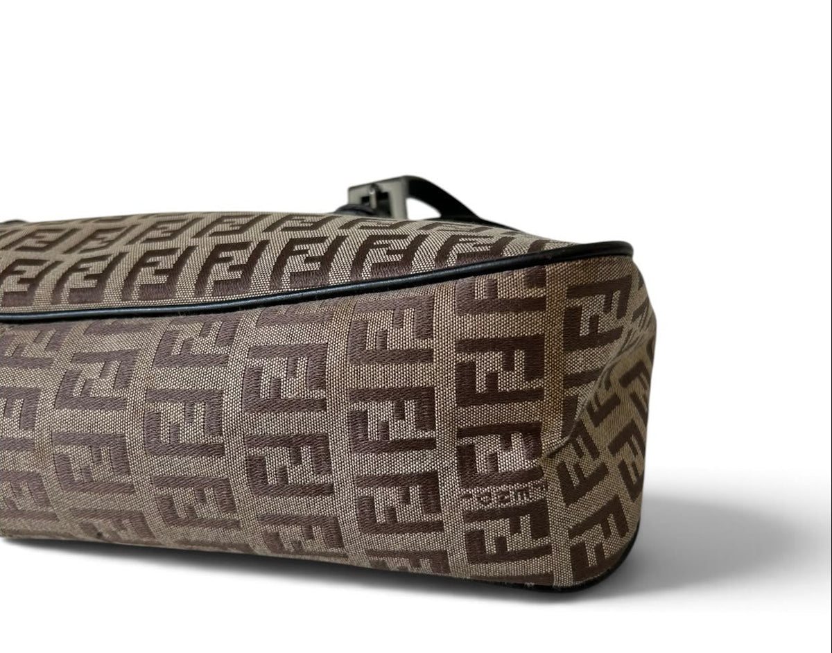 Fendi Zucchino Canvas Shoulder Bag monogram beige